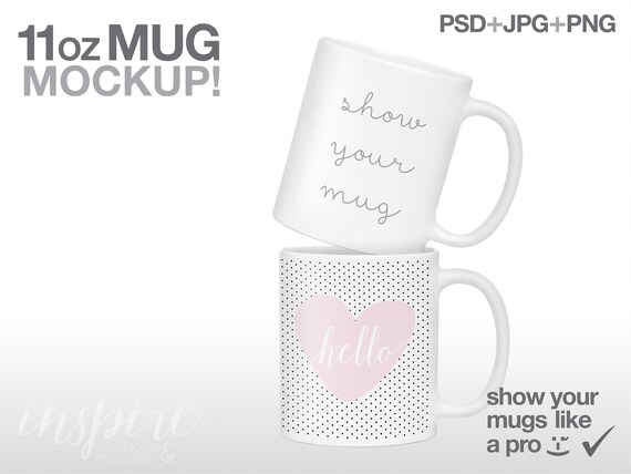 Two 11oz Ceramic Mugs Mockup Add Your Own Background Etsy