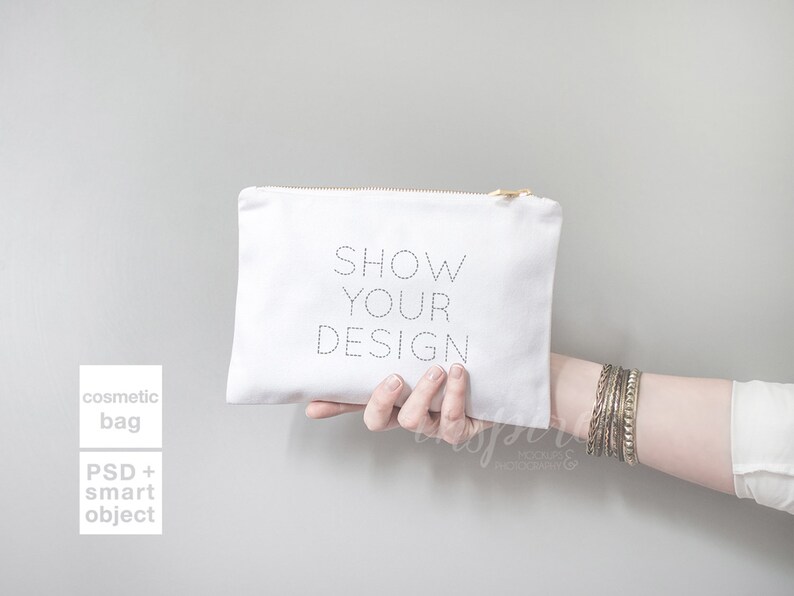 Download Cosmetic Bag Mockup / Add your design / Zippered Canvas | Etsy