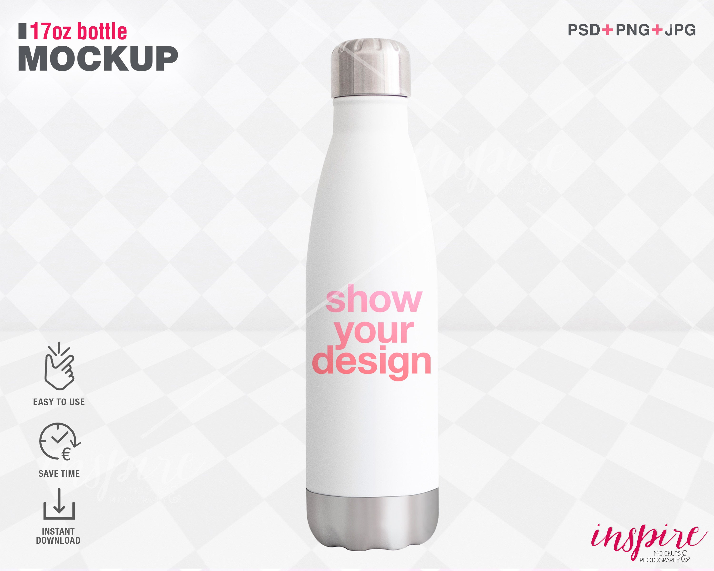 Download 17oz Stainless Steel Water Bottle Mockup Add Your Own Etsy