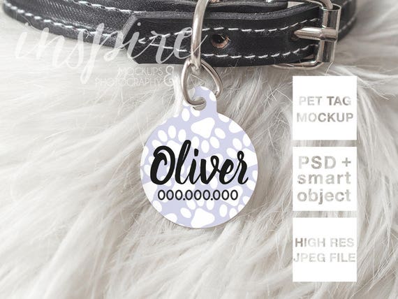 Download Circle Pet Tag Mockup Psd Smart Object Styled Scene For Etsy