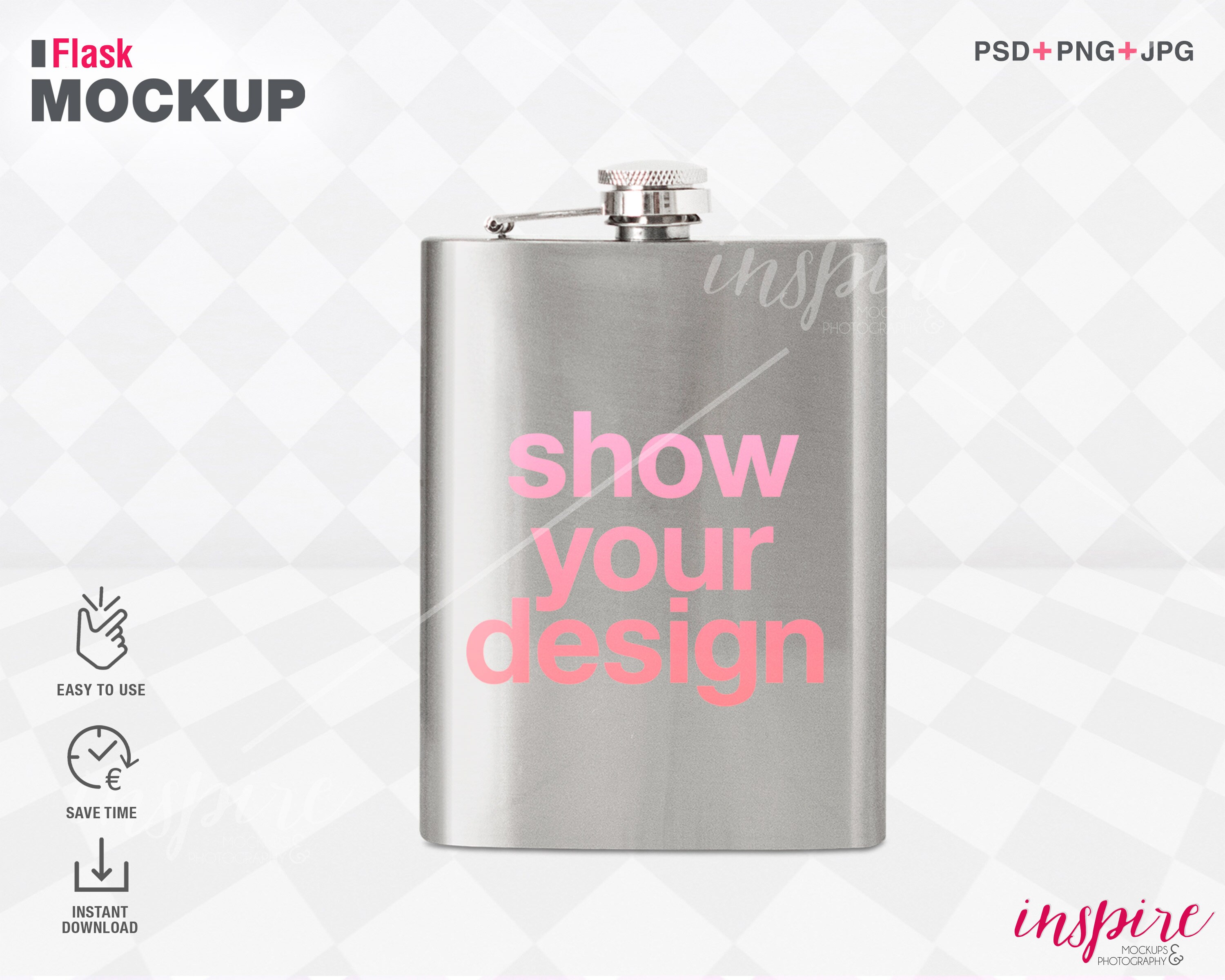 Stainless Steel Sublimation Hip Flask Mockup / PSD Smart Etsy