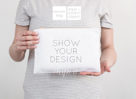 Cosmetic Purse Mockup Add Your Design Zippered Canvas Etsy