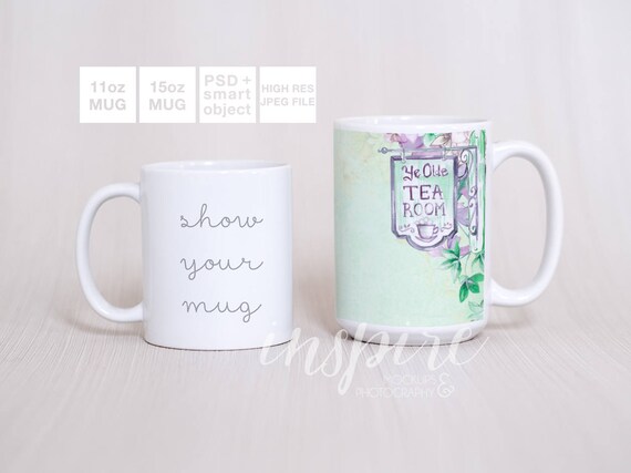 11oz 15oz Ceramic Mug Mockup Psd Smart Object Comparison Etsy
