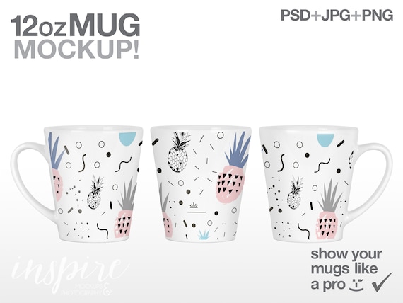 12oz Latte Mug Wrap Mockup Add Your Own Background Product Etsy