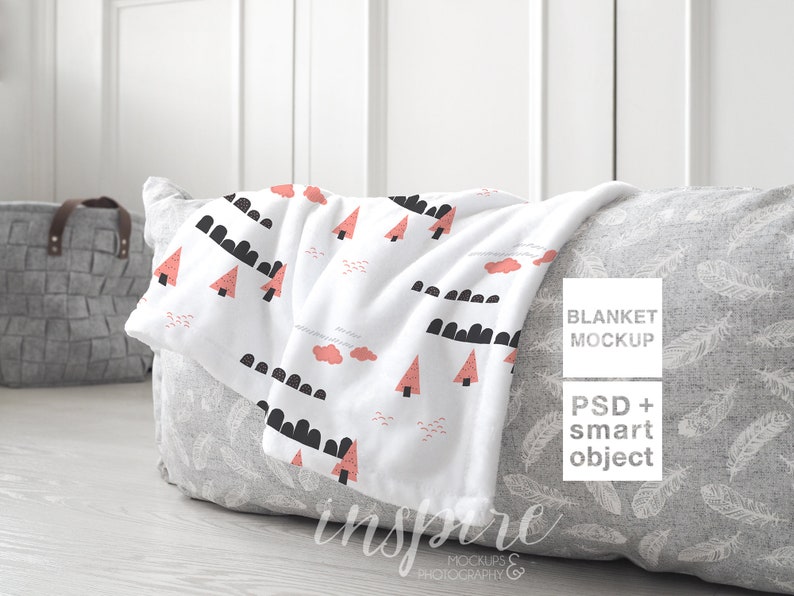 Download Minky Blanket Mockup / PSD Smart Object / Nordic Styled ...