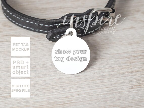 Download Circle Pet Tag Mockup Psd Smart Object Nordic Styled Scene Etsy
