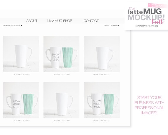 17oz Latte Mug Mockup Bundle Styled Mockups Cozy Etsy