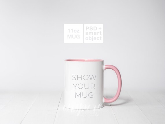 11oz Pink Coffee Mug Mockup Psd Smart Object Nordic Style Etsy