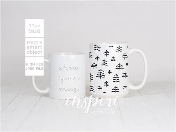 11oz 15oz Ceramic Mug Mockup Psd Smart Object Comparison Etsy