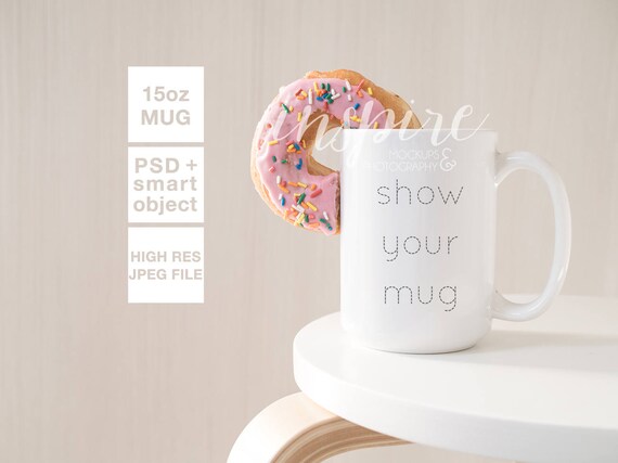 15oz Ceramic Mug Mockup Psd Smart Object Femenine And Etsy