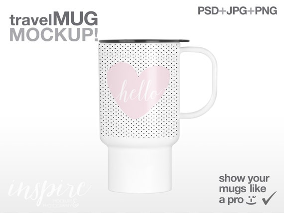 Plastic 15oz Travel Mug With Handle Mockup Add Your Own Etsy
