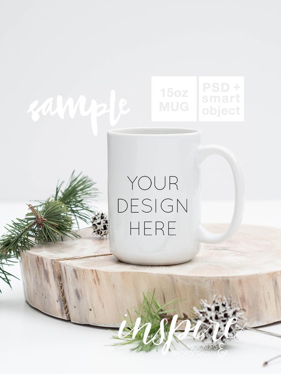 15oz Ceramic Mug Mockup Psd Smart Object Image Styled Etsy