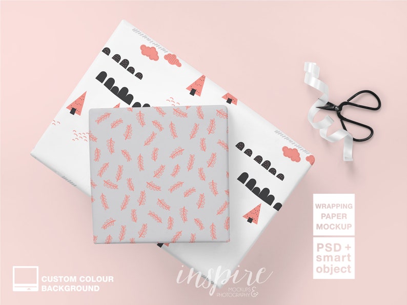 Download Gift Box Wrapping Paper Mockup / PSD Smart Object Layer / | Etsy