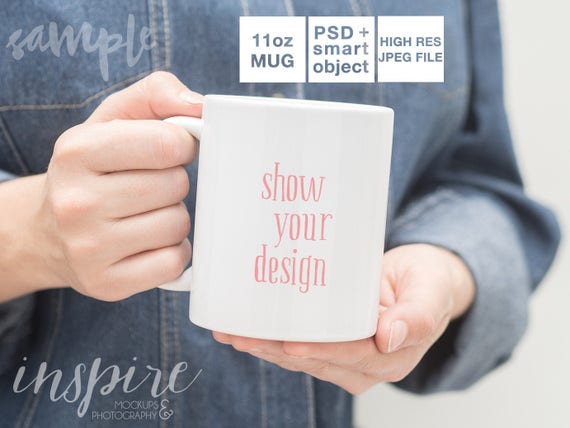 11oz Ceramic Mug Mockup Psd Smart Object Styled Stock Etsy