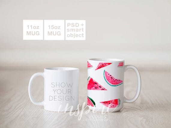 11oz 15oz Ceramic Mug Mockup Psd Smart Object Comparison Etsy