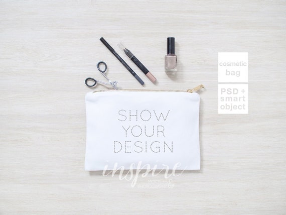 Download Cosmetic Bag Mockup / Add your design / Zippered Canvas | Etsy