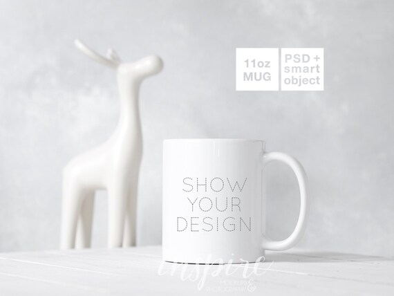11oz Ceramic Mug Mockup Psd Smart Object Layer Christmas Etsy