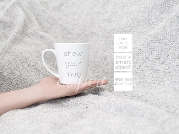 12oz Latte Ceramic Mug Mockup Psd Smart Object Coffee Mug Etsy