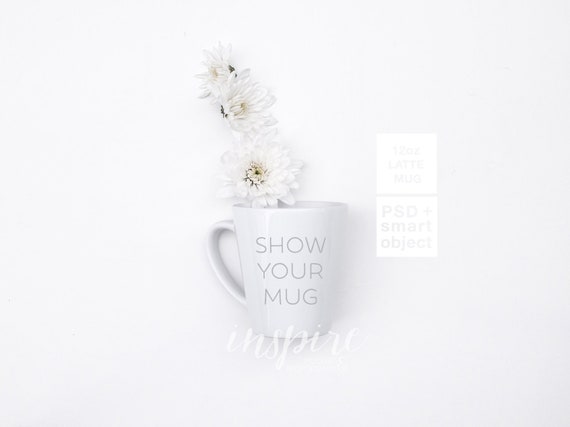 12oz Latte Ceramic Mug Mockup Psd Smart Object Etsy