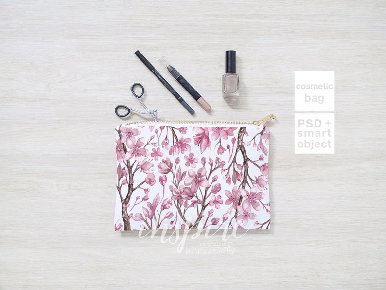 Download Cosmetic Bag Mockup / Add your design / Zippered Canvas | Etsy
