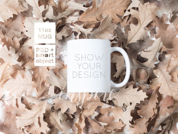 11oz Ceramic Mug Mockup Psd Smart Object Layer Fall Styled Etsy