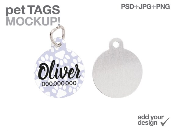 Download Circle Pet Tag Mockup Psd Smart Object Add Your Own Etsy