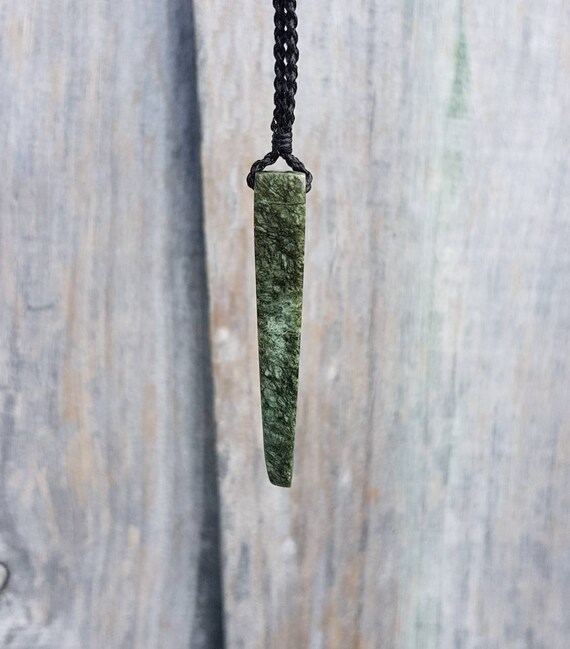 Bowenite Drop NZ Pounamu pendant/ Green stone jewelry New Etsy
