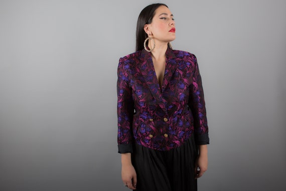 STUNNING Pink & Purple 90s Brocade Blazer