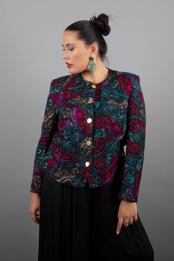 Gorgeous 1980s Multi Coloured Paisley Quilted Jack