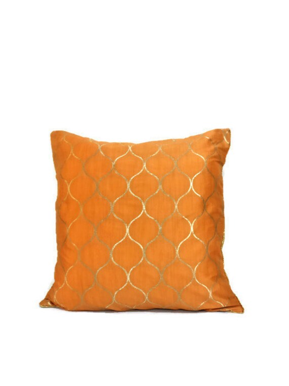Orange Pillow Cover Orange Gold Pillows Decorative Pillows Etsy