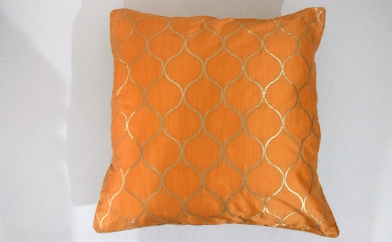 Orange Pillow Cover Orange Gold Pillows Decorative Pillows Etsy