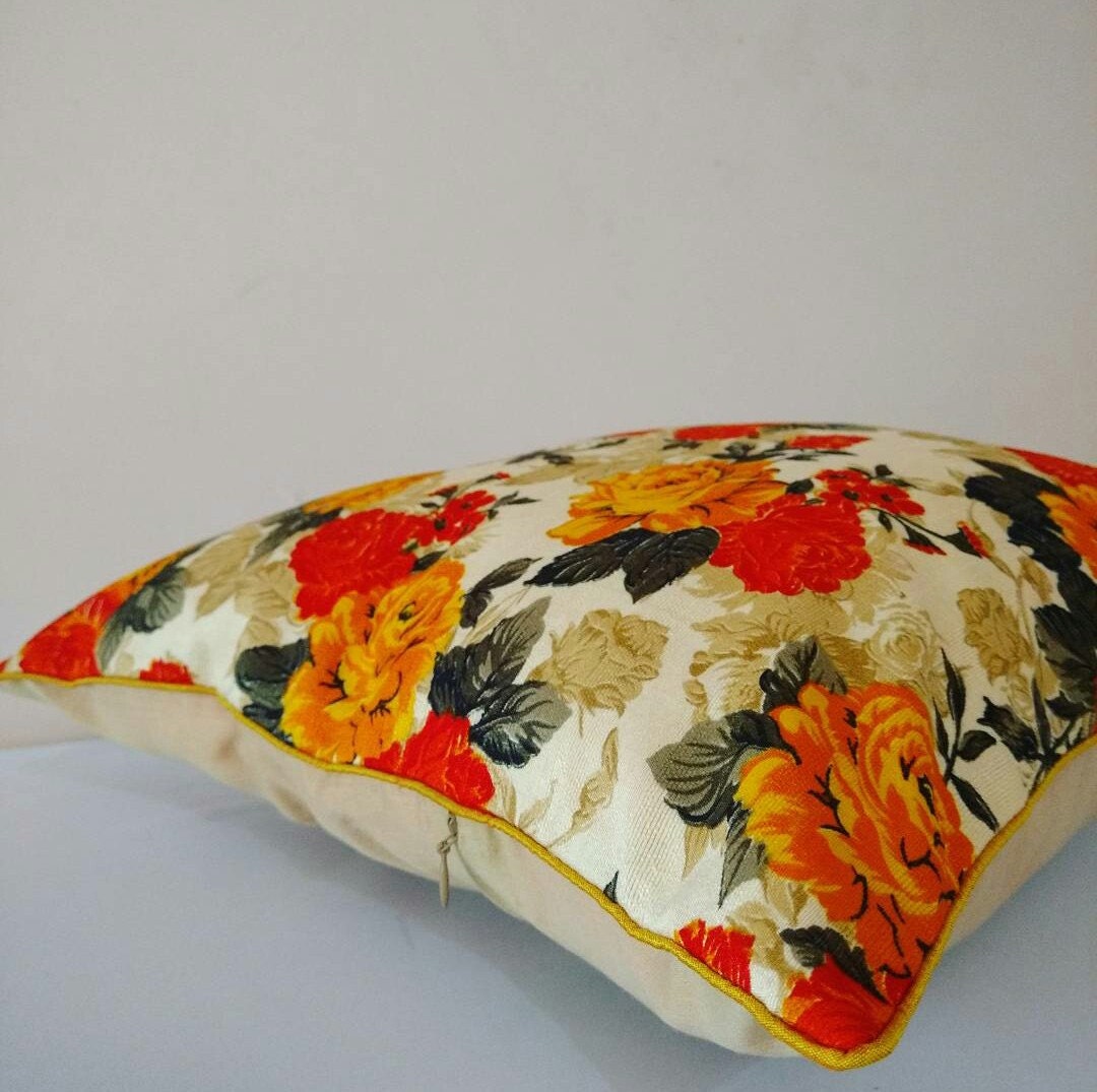 Yellow & Orange Pillows/ Floral Pillow/ Yellow Pillow Cover/ Etsy 日本