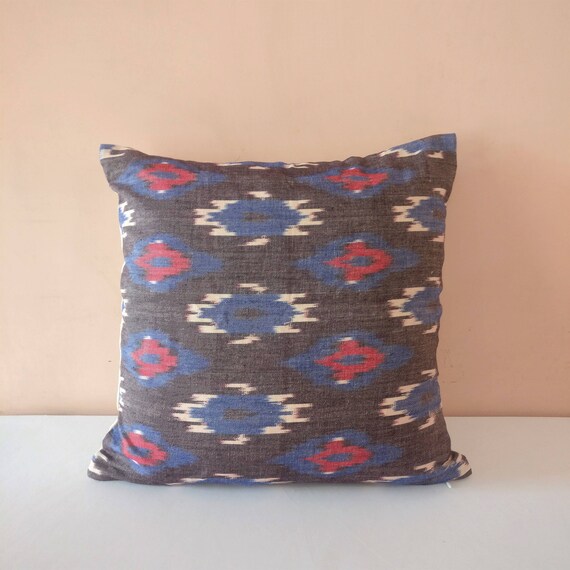 Brown Pillow Cover Ikat Pillow Cover Geometric Pillows Etsy