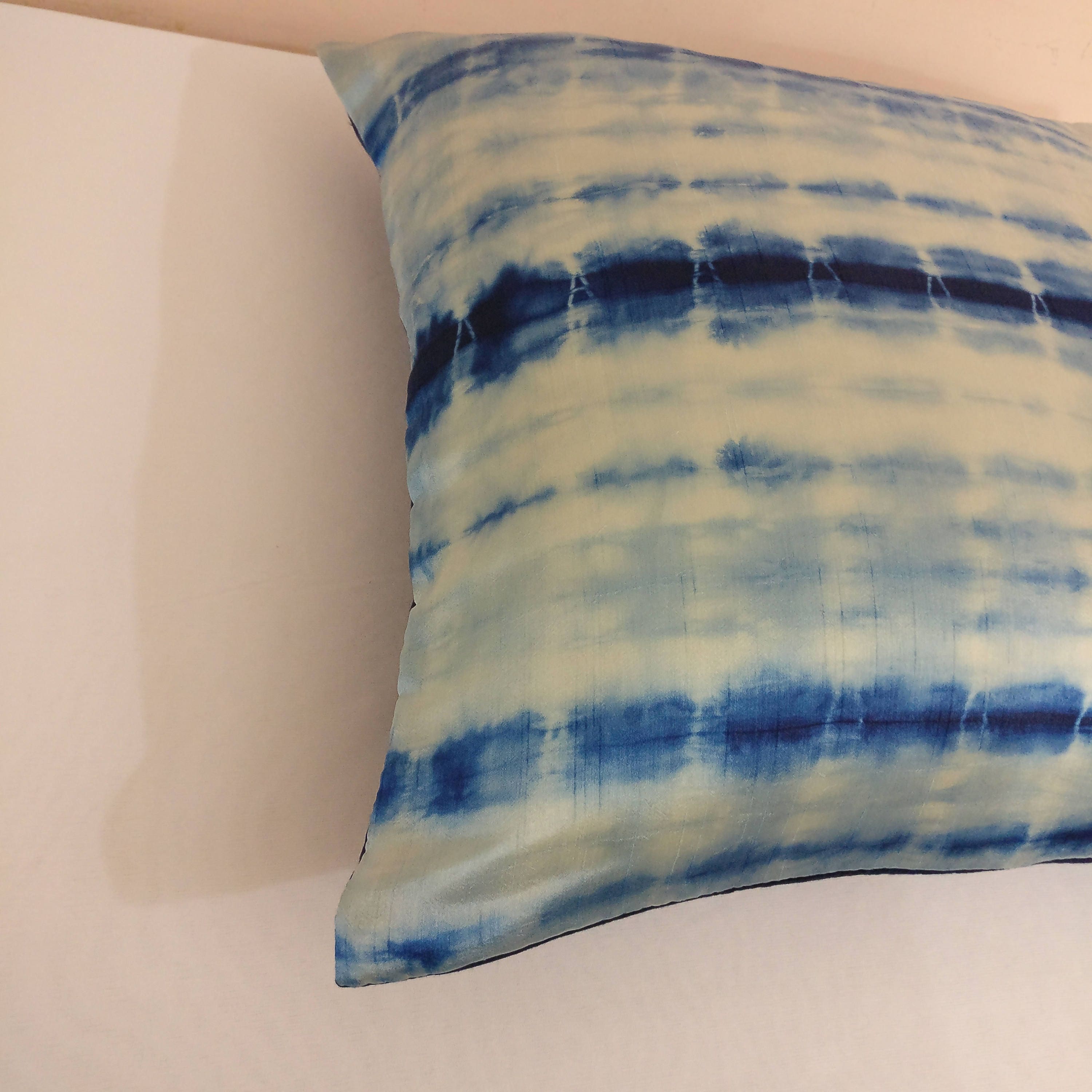Blue Pillow Cover/ Tie Dye Pillow/ Blue Silk Pillow Cover/ 16 Etsy