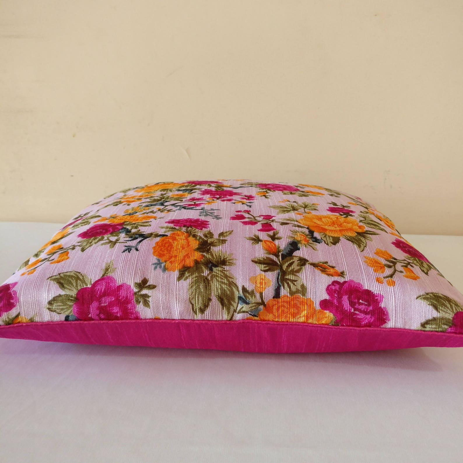 Pink Floral Pillow Cover / Baby Pink Floral Pillow / Throw Etsy