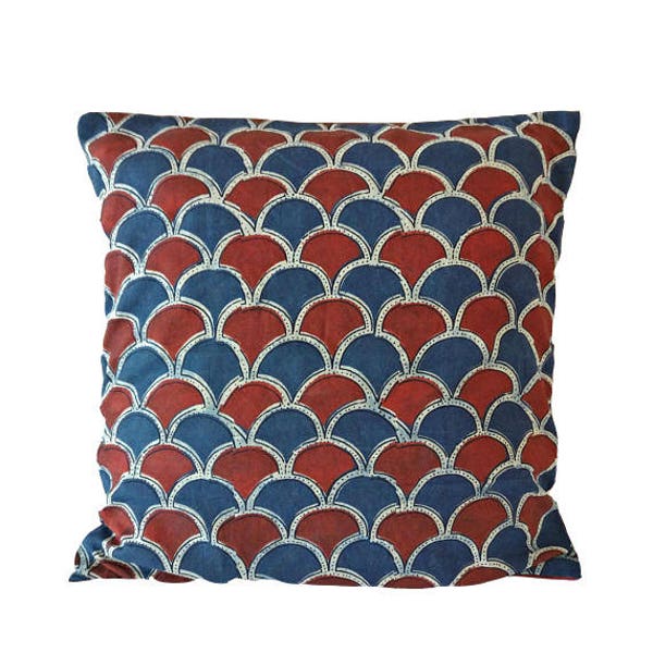 Red Blue Pillow Etsy