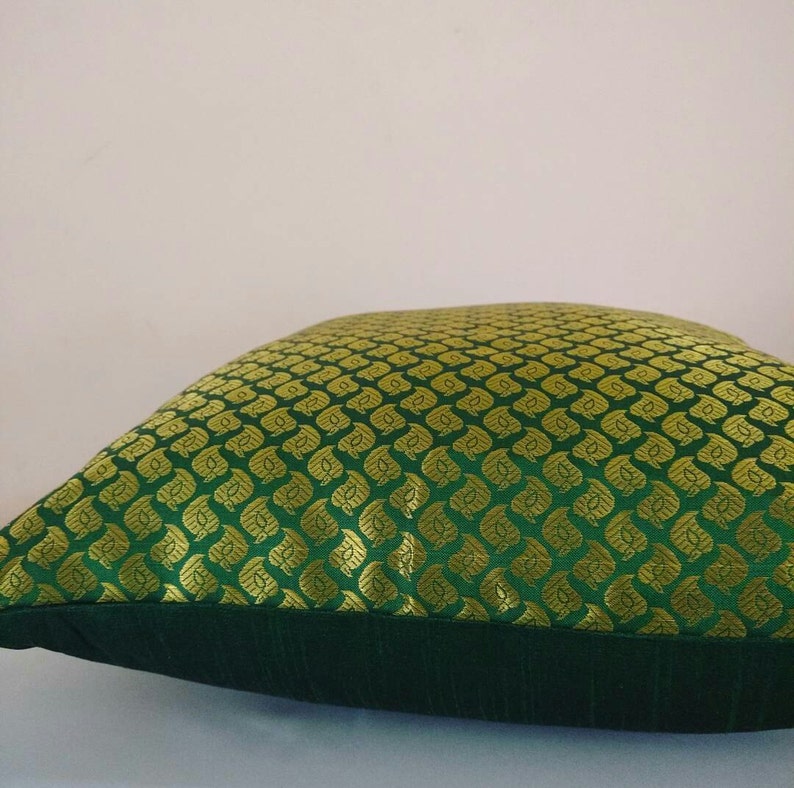 Royal Green Brocade Pillow Cover/ Green and Gold Pillow Cover/ Etsy