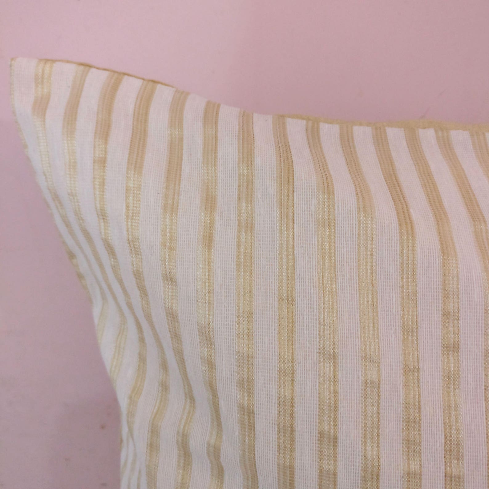 White & Gold Pillow Cover/ Stripe Pillow Cover/ Accent Etsy