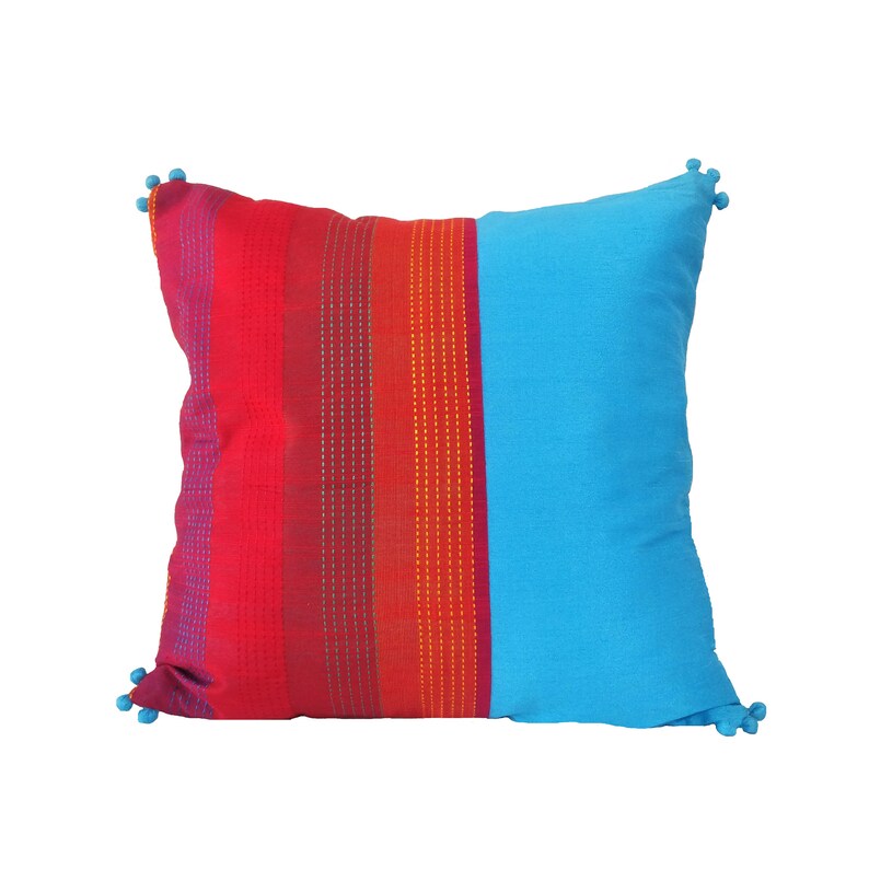 Blue And Red Pillow Multicolored Pillows Bright Colorful Etsy