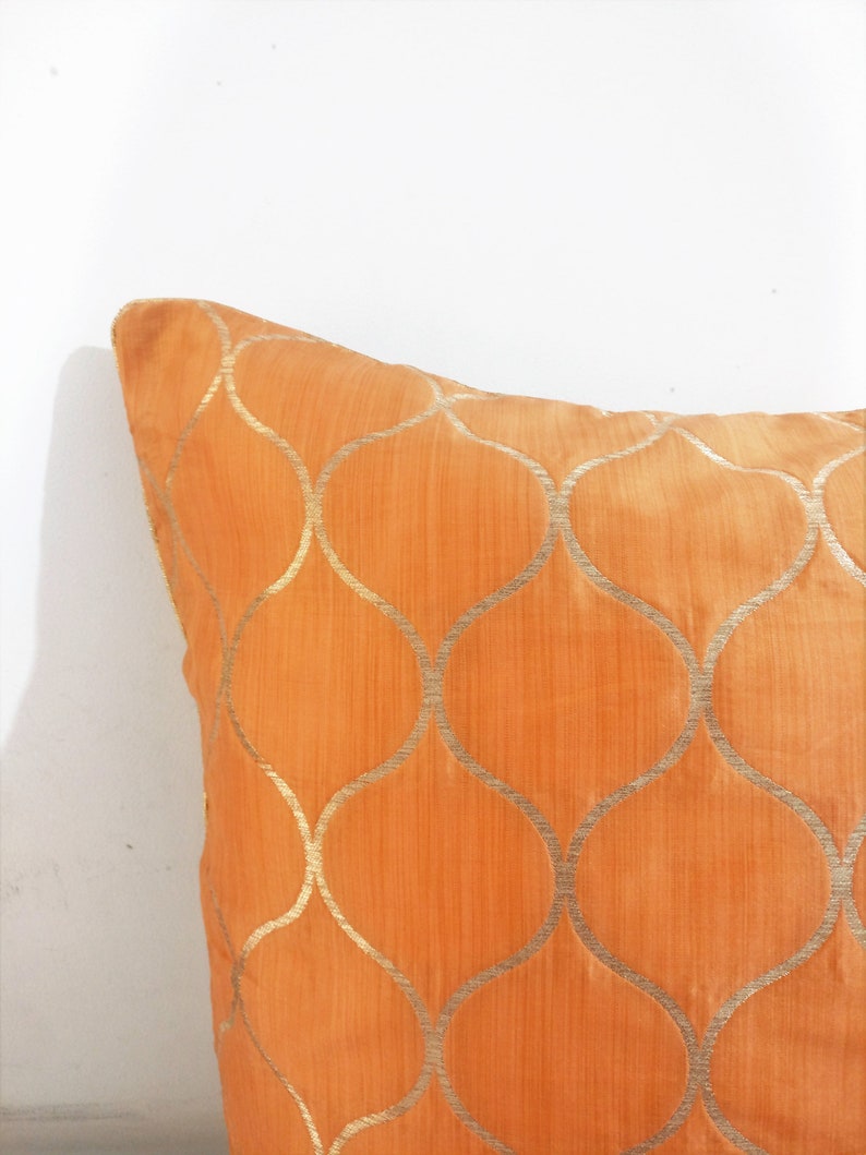 Orange Pillow Cover/ Orange Gold Pillows/ Decorative Pillows/ Etsy