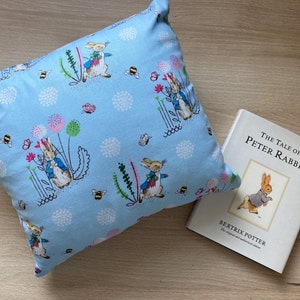 Peter Rabbit Book Cushion/ Hand Made Book Cushion Including Book /Beatrix Potter Cushion / Reading Cushion / Reading Pillow /