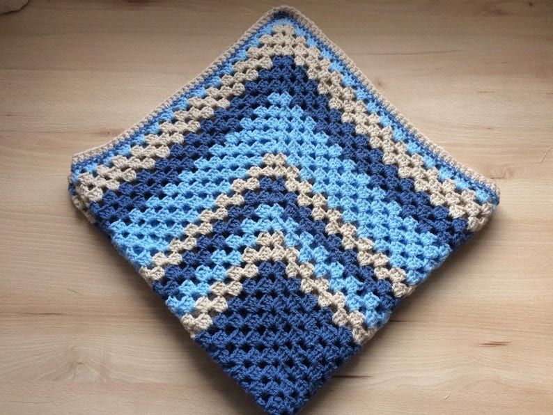 Granny Square Hand Made Crochet Blanket Baby Blanket Toddler Blanket Pram Blanket Cot Blanket Baby Gifts Gifts For Newborns