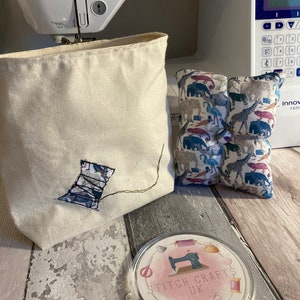 Liberty Pin Cushion & Desk Tidy/scrap bin, handmade, Liberty