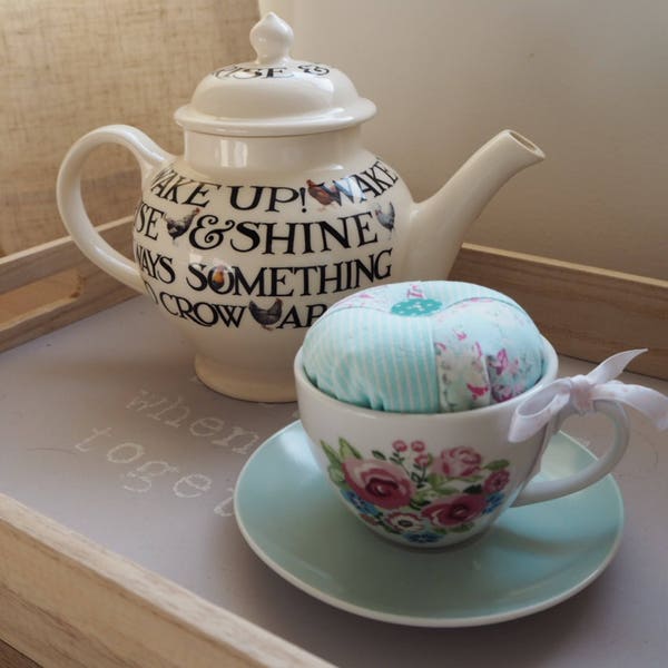 Tea Cup Pin Cushion / Handmade Tea Cup Pin Cushion