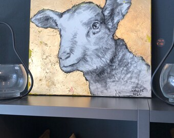 lamb, sheep, portrait, drawing, drawg