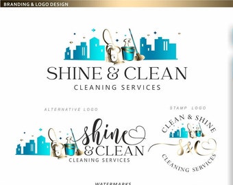 Reinigungsservice Logo Design, Kommerzielles Wohnlogo Home House Reinigung Marketing Kit Housekeeping Maid Logo, Geschäftshaus Logo 262