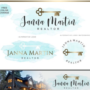 Realtor logo, Real Estate logo ontwerp, Key logo, Branding Kit, Realty Logo ontwerp, Stempel makelaar, Onroerend goed visitekaartje, Goud mint 212