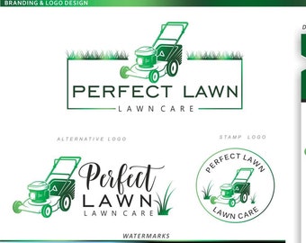 Design de logotipo de cuidado de gramado, Logotipo de empresa de paisagismo, Corte de grama, Logotipo de cuidado de quintal, Parque, Negócio de jardinagem, Serviço de kit de marca 280