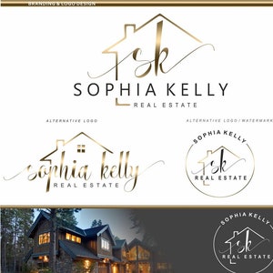 Loghi degli agenti immobiliari, loghi immobiliari predefiniti, marchio dell'agente immobiliare, branding immobiliare, design del logo dell'agente immobiliare semplice, kit di branding dell'oro della casa 210
