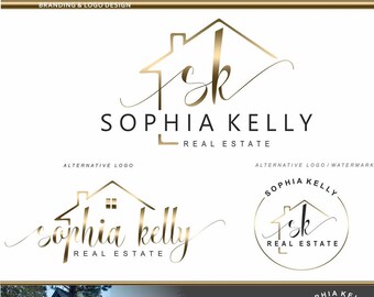 Realtor Logos, Pre-made Real Estate Logos, Realtor Branding, Real Estate Branding, Simple Realtor Logo Design, House gold branding kit 210